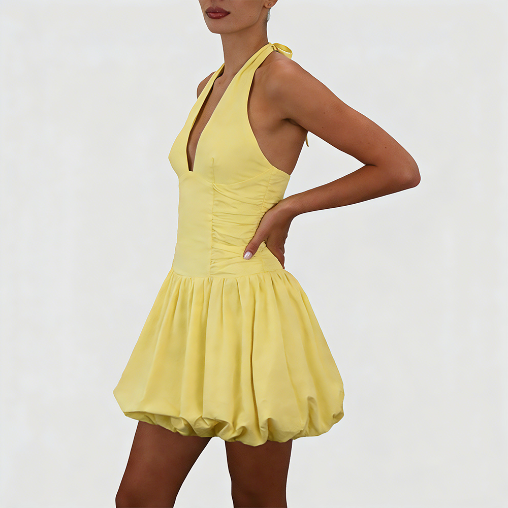Backless Halter Bubble Dress