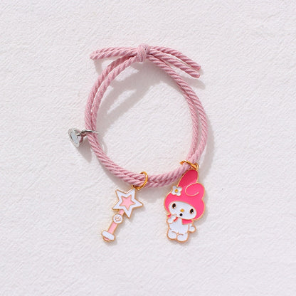 2pcs / Set Magnet Attracts Couple Bracelet Cute Cartoon Charm Jewelry Adjustable Elastic Rope Bracelets Lover Gift for Women Men