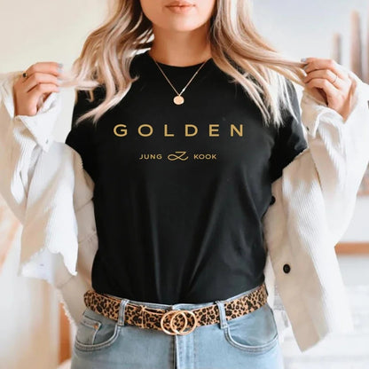 JungKook Golden T Shirt New Fashion Men Harajuku Graphic Let