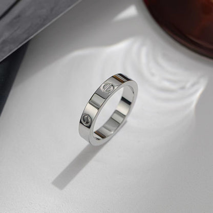 Titanium Steel Ring Classic 18K Rose Gold Diamond Free Three Full Diamond Wedding Ring for Men and Women