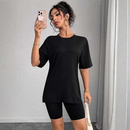 Round Neck Short Sleeve Plain Simple