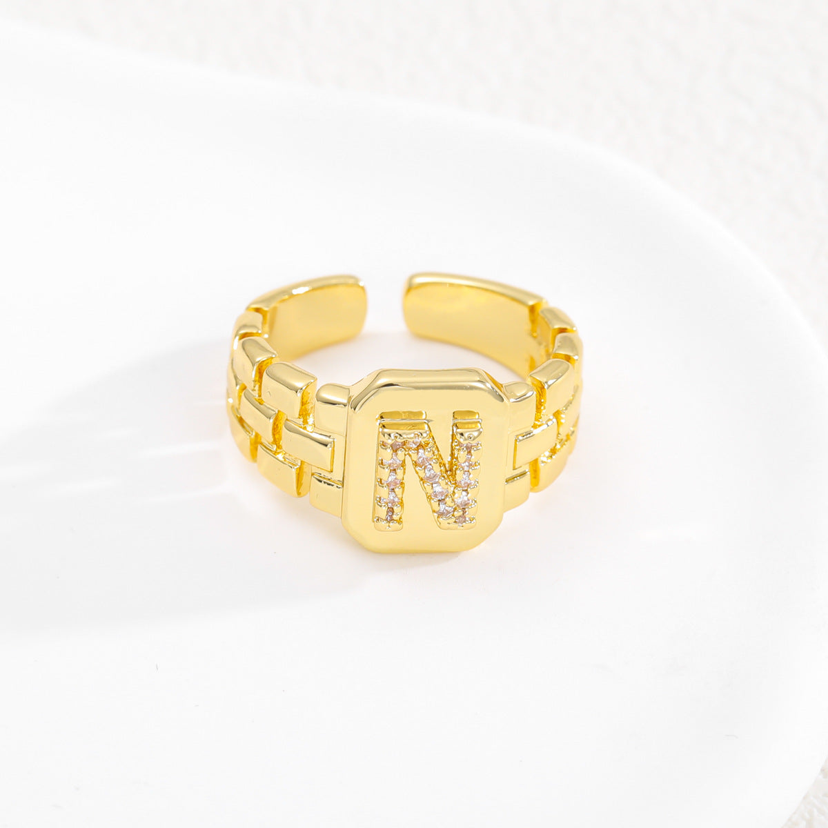 European and American ring letter series jewelry strap design letter opening ring