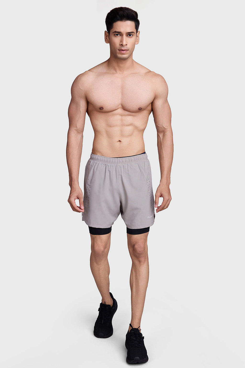 2 in 1 Laser Shorts Beige With Black