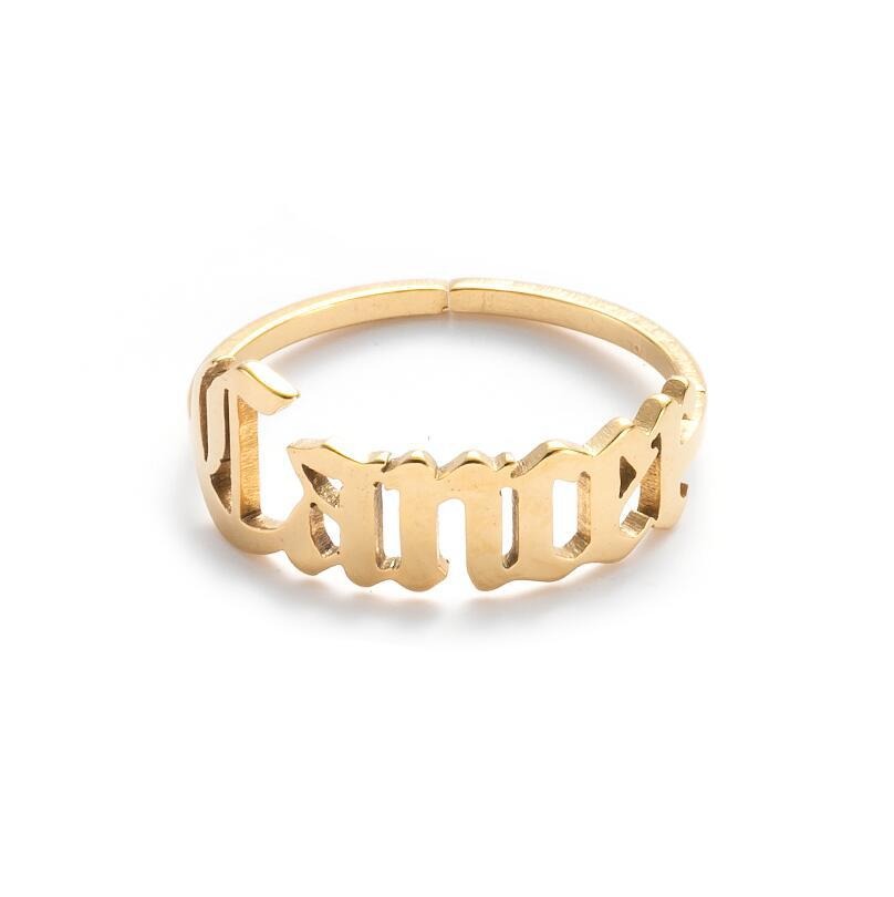New Stainless Steel Ring Women's ins Colorless European and American Opening Retro Simple English Letter Ring Men