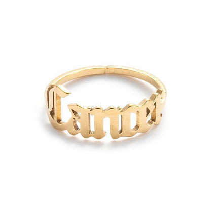New Stainless Steel Ring Women's ins Colorless European and American Opening Retro Simple English Letter Ring Men
