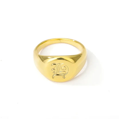 A-Z Letter Initial Rings for Women Goth Chunky Wide Stainless Steel Alphabet Men Ring 2024 Trendy Wedding Couple Jewelry anillos