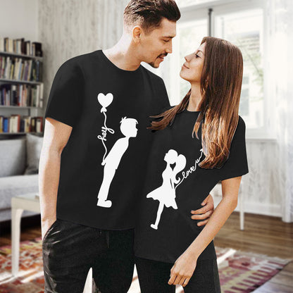 Valentine's Day T-shirtCouple Short Sleeve Round Neck Cute PrintExport Style