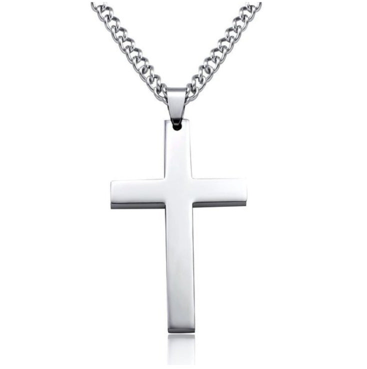 Simple Single Cross Necklace Pendant Jewelry Christian with Chain