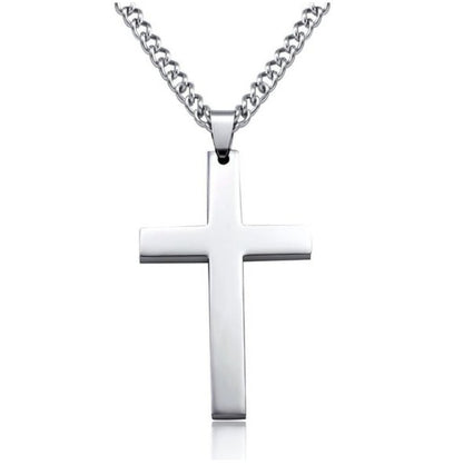 Simple Single Cross Necklace Pendant Jewelry Christian with Chain
