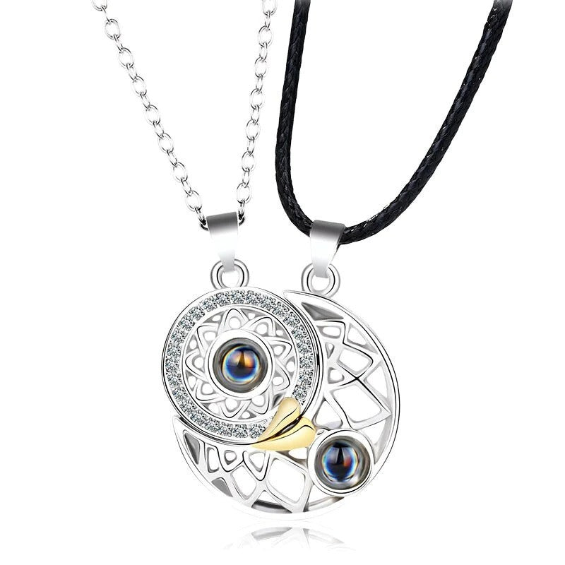 Ins niche design jewelry love sun and moon couple pendant magnetic clavicle chain