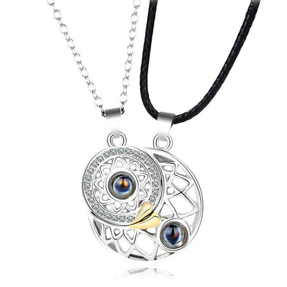 Ins niche design jewelry love sun and moon couple pendant magnetic clavicle chain