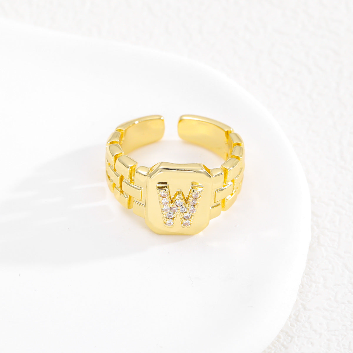 European and American ring letter series jewelry strap design letter opening ring