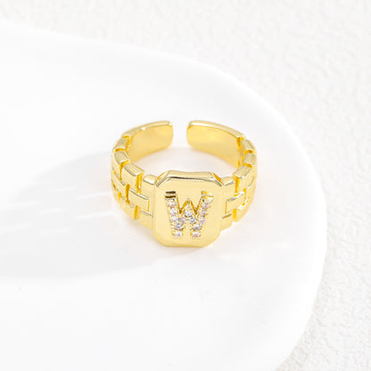 European and American ring letter series jewelry strap design letter opening ring