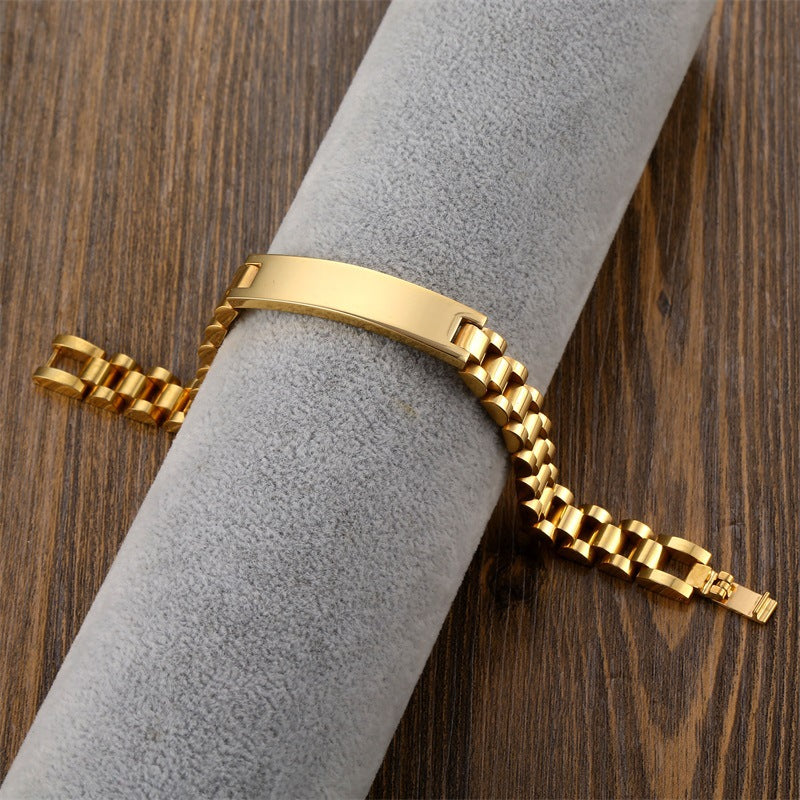 Titanium Steel Men's Bracelet Trend Jewelry Name Can Be Engraved Strap Men And Women Stainless Steel Curved Brand Bracelet Jewelry