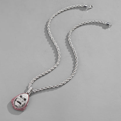 Hip-Hop Personality New Skull t Full Diamond Men And Women Couple Necklace Pendant