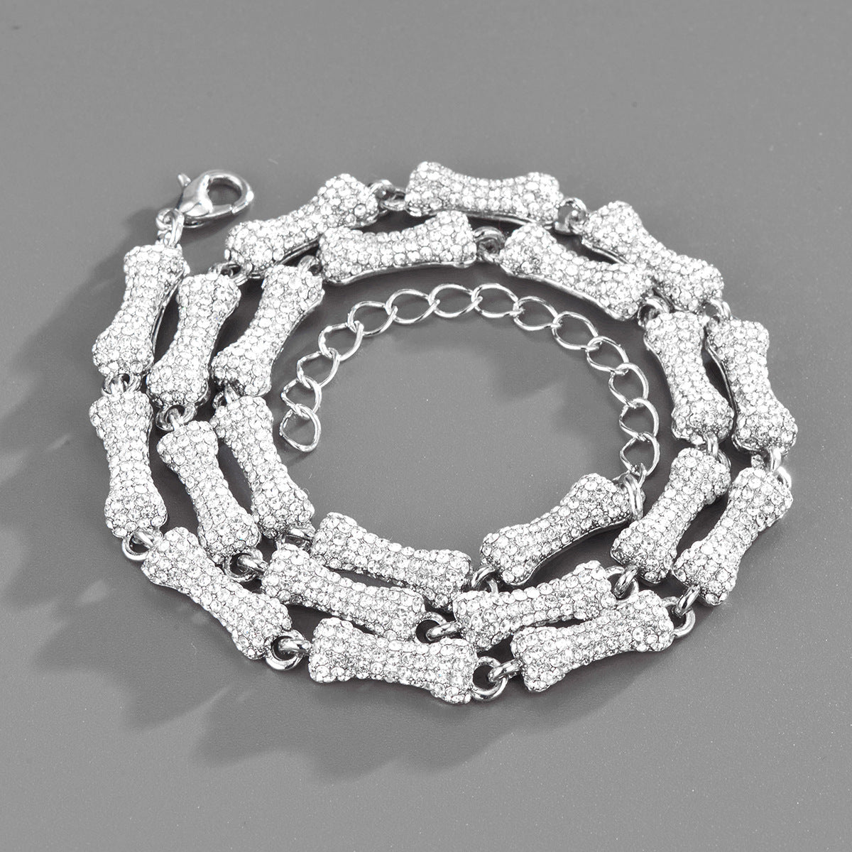 Exaggerated Trendy Personality Trendy Models Full Of Drill Bones Hip-Hop Necklace Men And Women Cuban Chain Clavicle Chain