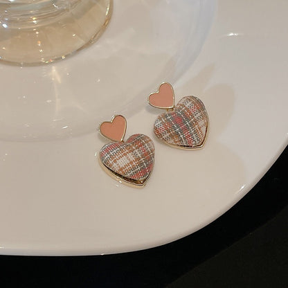 S925 Silver Needle Cat's Eye Small Earrings Female Geometric Square Love Diamond Earrings Simple Atmosphere Earrings