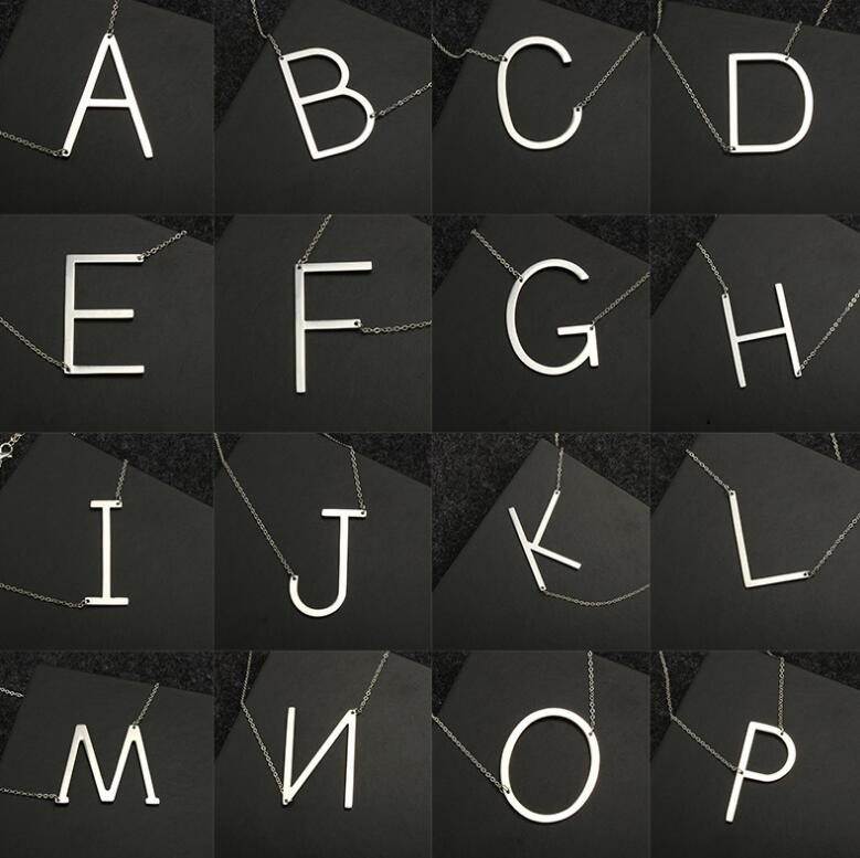 26 Letter Necklaces Pendants alphabet 3 Color Stainless Steel Choker Initial Necklace Women Girl Jewelry Collier SP 102