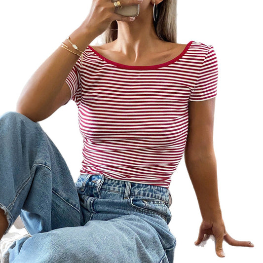 Striped Short Sleeve Loose Fit T-Shirt