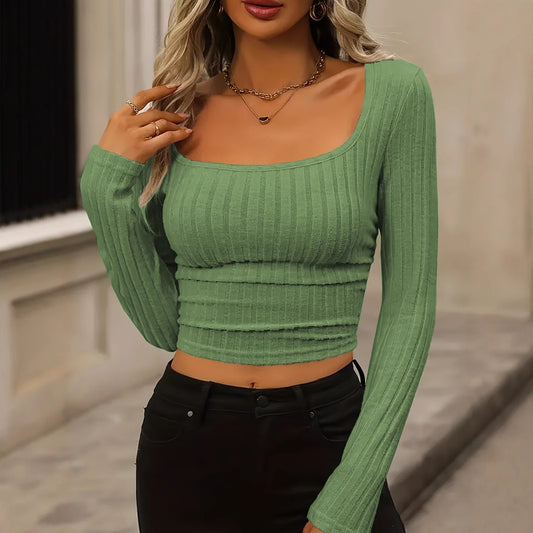 Daily Solid Color Fleece Ribbed Top