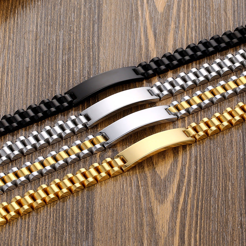 Titanium Steel Men's Bracelet Trend Jewelry Name Can Be Engraved Strap Men And Women Stainless Steel Curved Brand Bracelet Jewelry