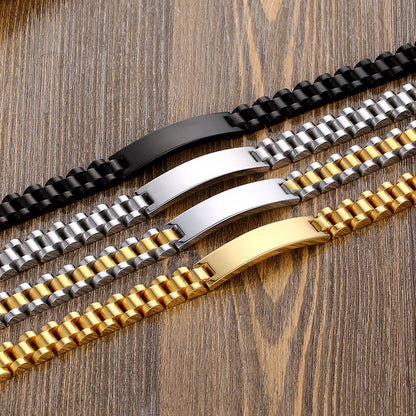 Titanium Steel Men's Bracelet Trend Jewelry Name Can Be Engraved Strap Men And Women Stainless Steel Curved Brand Bracelet Jewelry