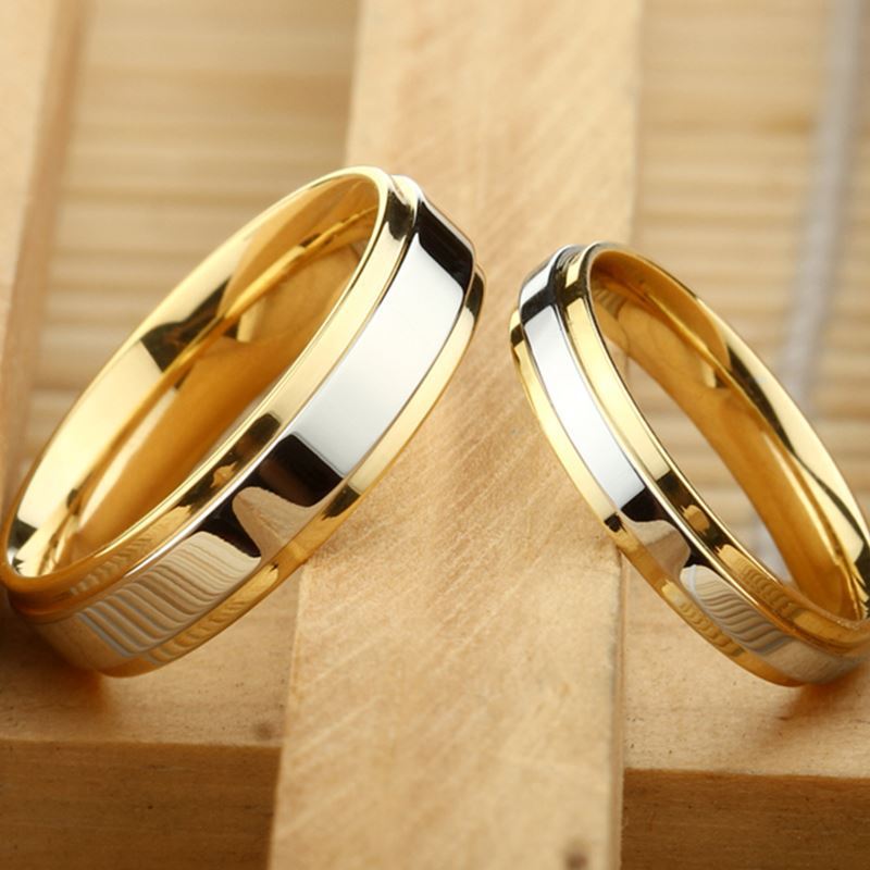 Stainless steel Wedding Ring Silver Gold Color Simple Design Couple Alliance Ring 4mm 6mm Width Band Ring for Women and Men