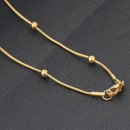 Stainless Steel Gold-color Round Ball Pendant Necklace Link Chain Necklace Fashion Jewelry For Women or Men