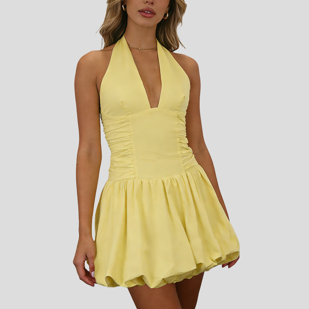 Backless Halter Bubble Dress