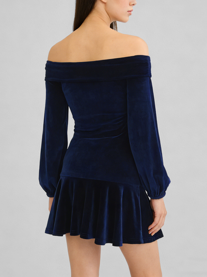 Elegant Velvet Off-Shoulder Dress