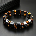 Double Hematite Tiger's Eye Bracelets Men Tiger Eye & Hematite Charm Bracelets for Women Natural Energy Stone Bracelet Jewelry