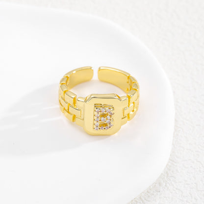 European and American ring letter series jewelry strap design letter opening ring