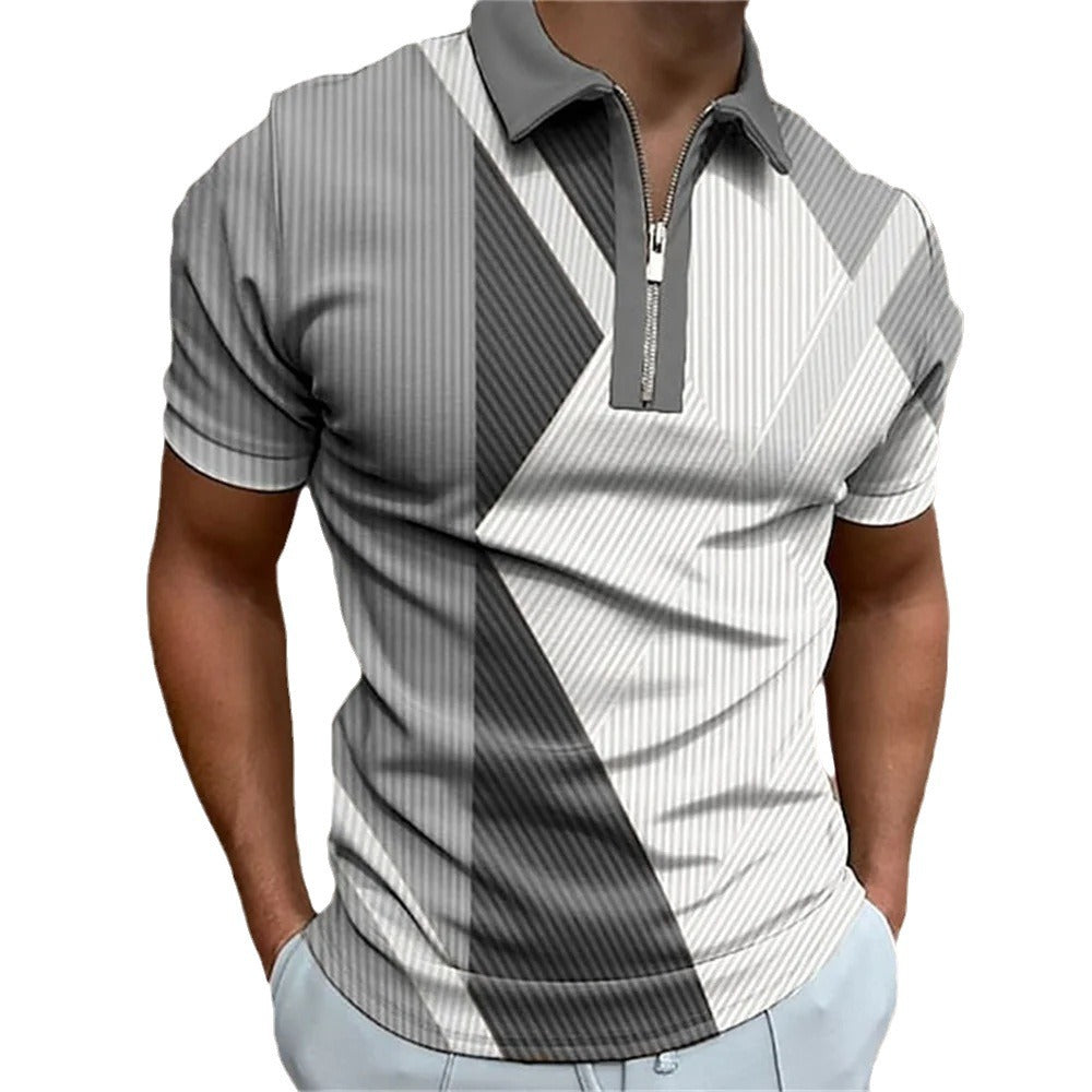 Summer short sleeved T-shirt casual business button top T-shirt fashionable men's clothing