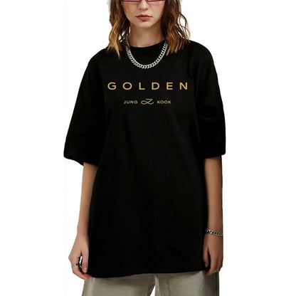 JungKook Golden T Shirt New Fashion Men Harajuku Graphic Let