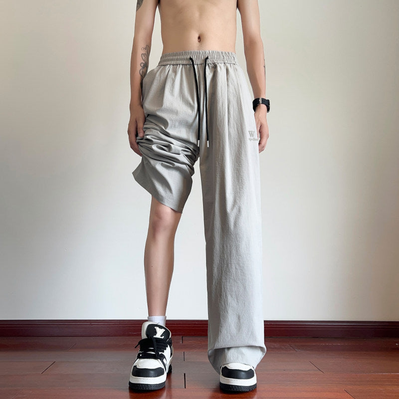 Ice silk casual pants for men in summer thin design