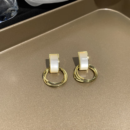 S925 Silver Needle Cat's Eye Small Earrings Female Geometric Square Love Diamond Earrings Simple Atmosphere Earrings