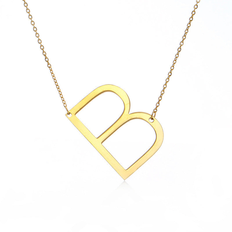 26 Letter Necklaces Pendants alphabet 3 Color Stainless Steel Choker Initial Necklace Women Girl Jewelry Collier SP 102