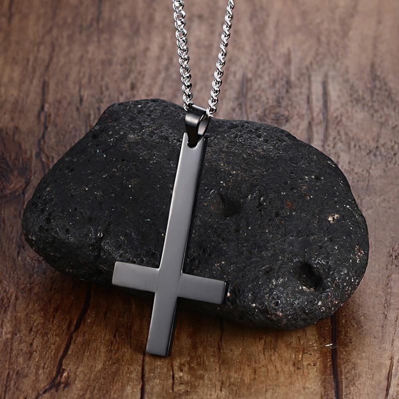 Vnox Men St Peter's Inverted Cross Pendant Necklace