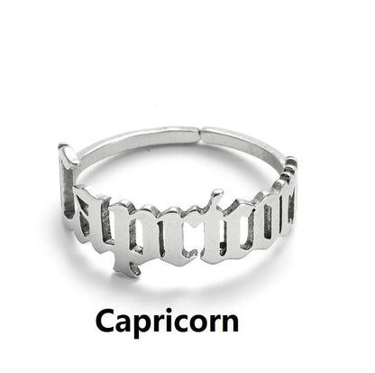 New Stainless Steel Ring Women's ins Colorless European and American Opening Retro Simple English Letter Ring Men
