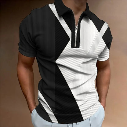 Summer short sleeved T-shirt casual business button top T-shirt fashionable men's clothing