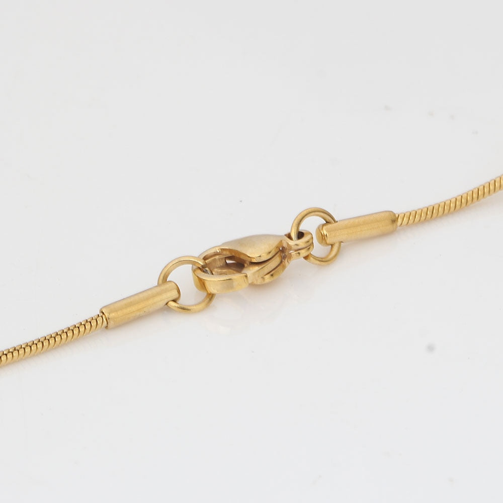 Stainless Steel Gold-color Round Ball Pendant Necklace Link Chain Necklace Fashion Jewelry For Women or Men