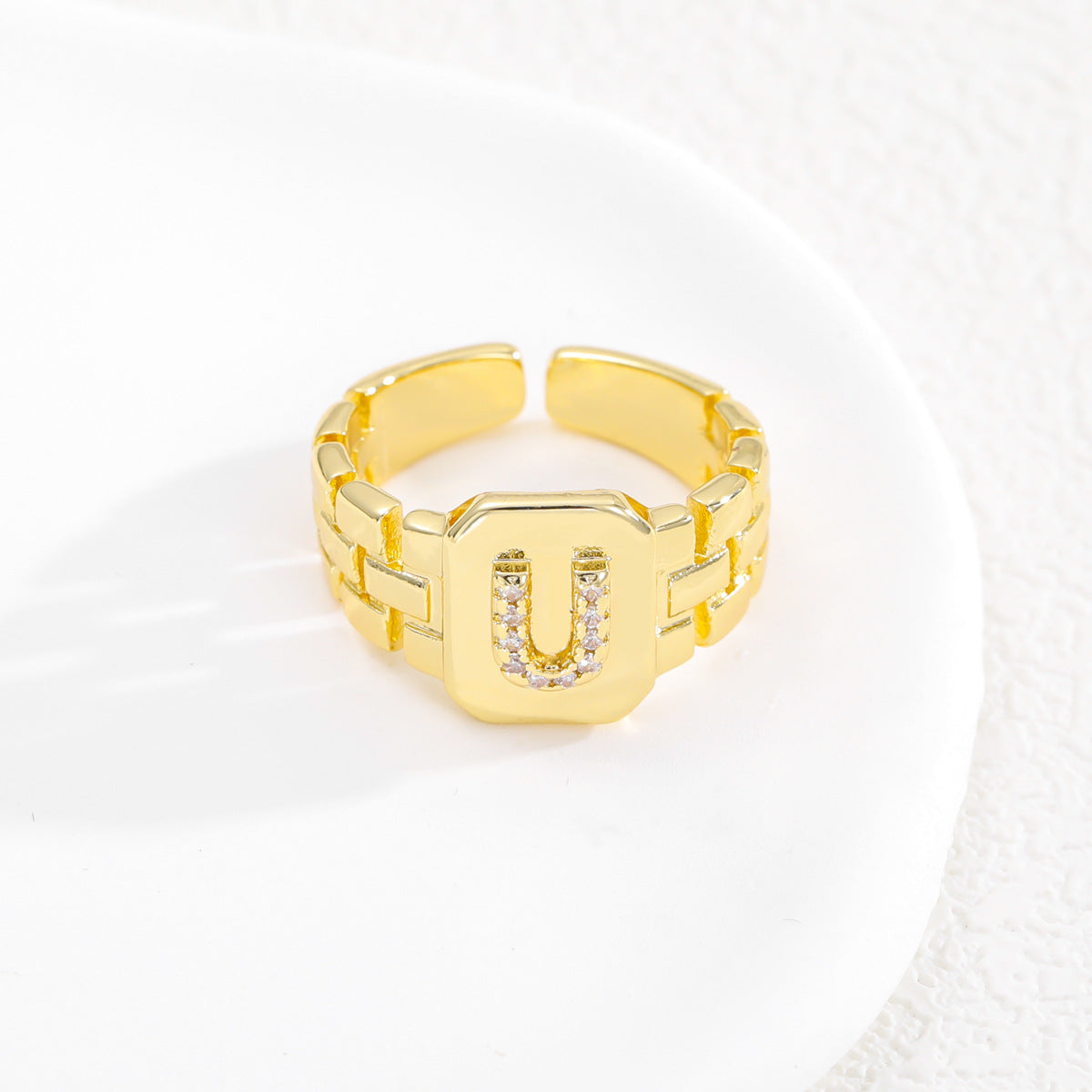 European and American ring letter series jewelry strap design letter opening ring