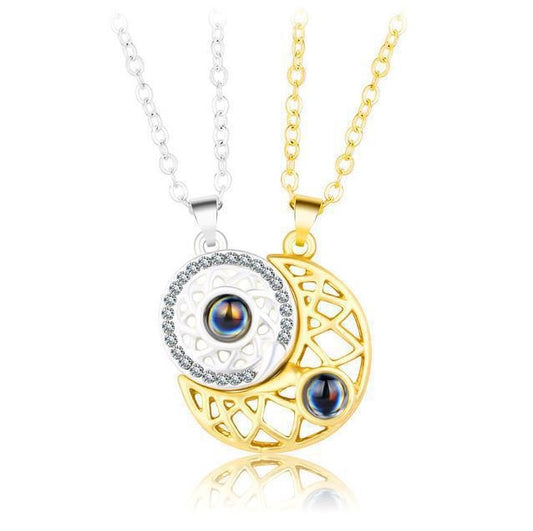 Ins niche design jewelry love sun and moon couple pendant magnetic clavicle chain