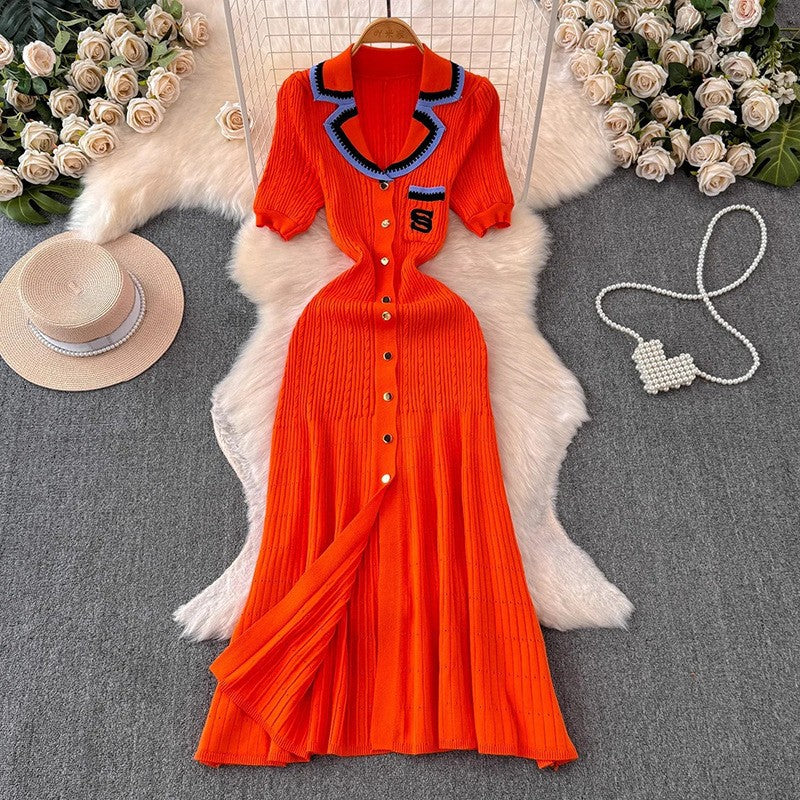 Pleated Knit Maxi Dress