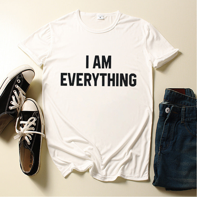 Couple T-Shirt I Have Ever ything I Need Letter Print Short Sleeve