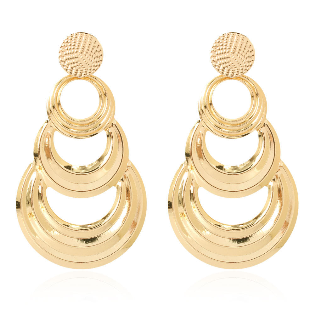 Fashion Retro Geometric Multi Layer Metal Circle Earrings Creative Simple Earrings For Women