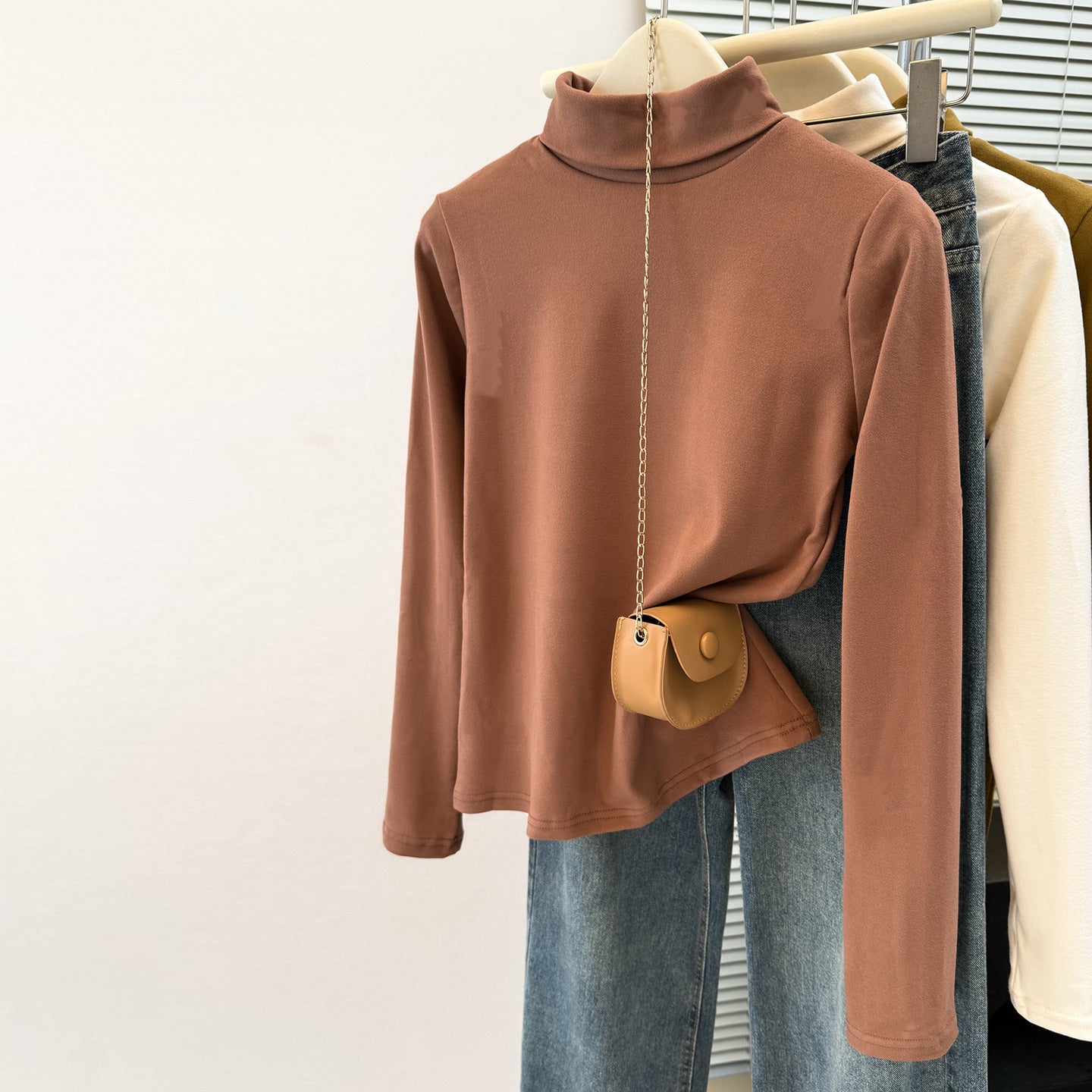 High Neck Slim Fit Long Sleeve Top