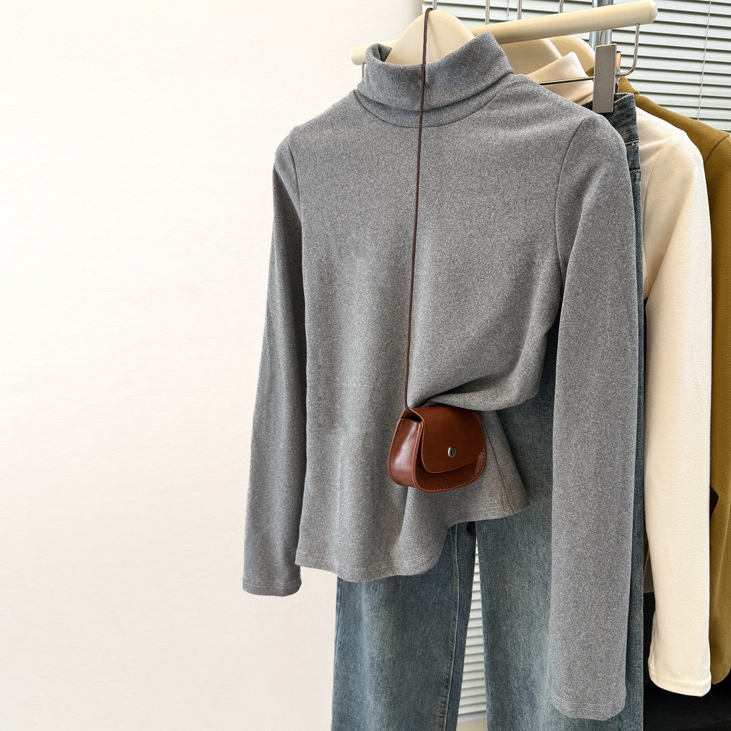 High Neck Slim Fit Long Sleeve Top