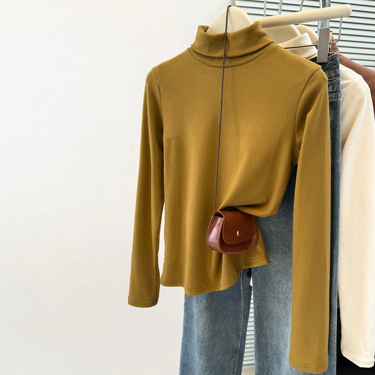 Type of clothing  Warm Fleece Brushed High Neck Base Layer Women Autumn Winter Slim Fit Korean Style Inner Long Sleeve T-Shirt Solid Color Top