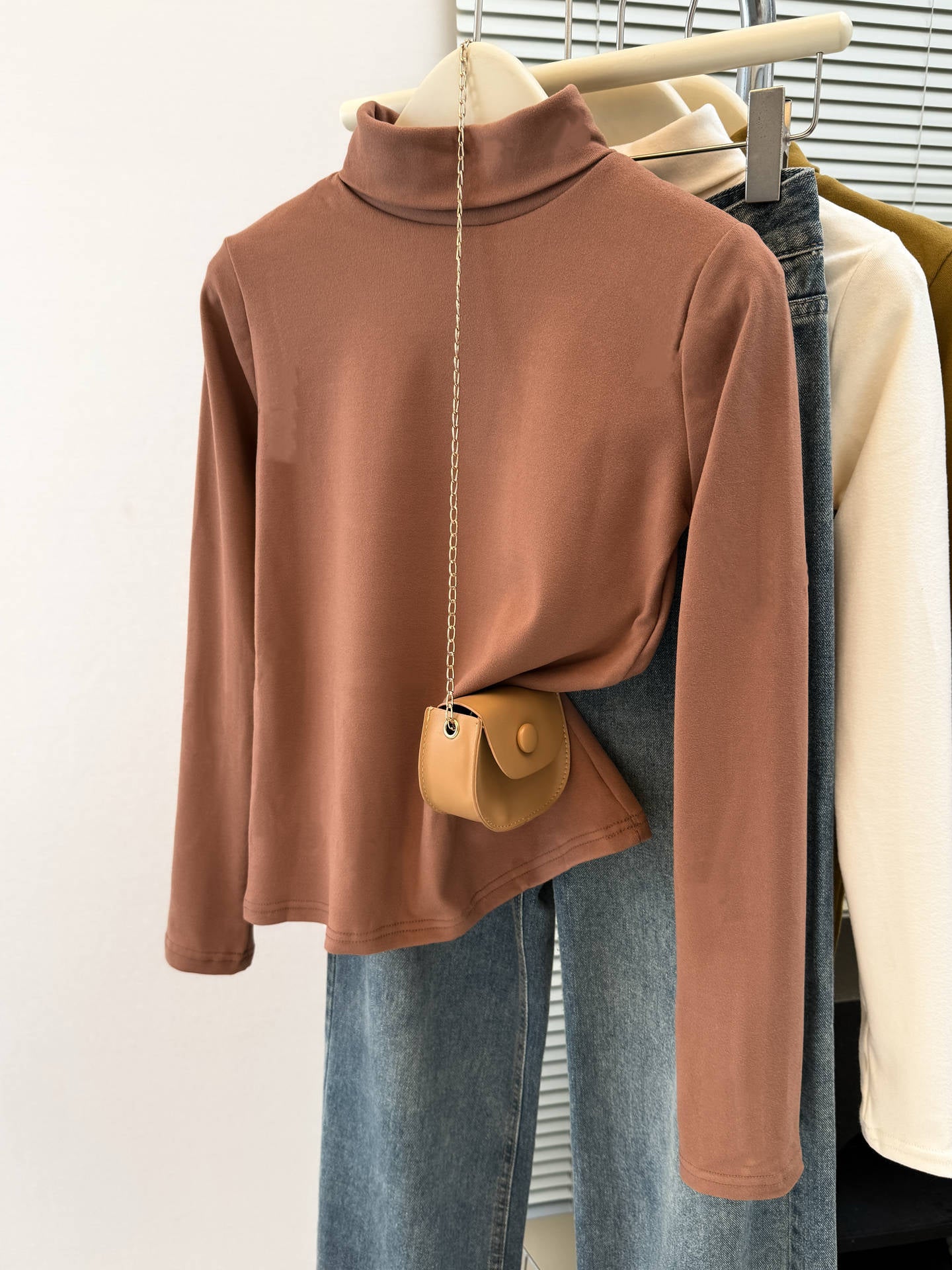 High Neck Slim Fit Long Sleeve Top